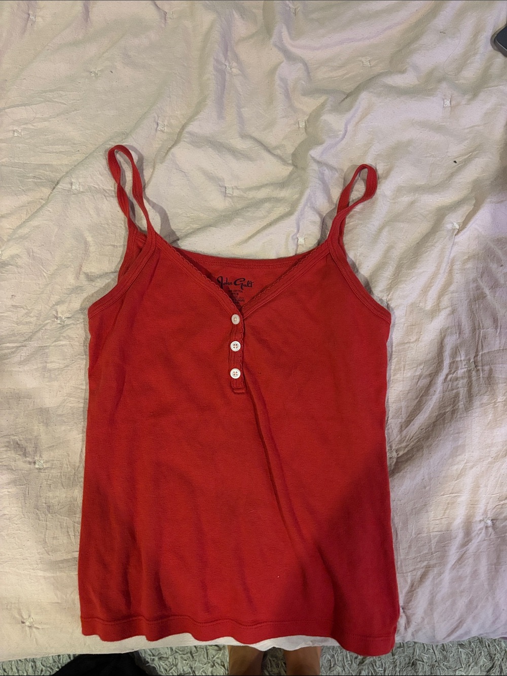 Brandy Melville Red Button-Front Ribbed Cami